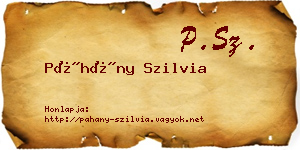 Páhány Szilvia névjegykártya